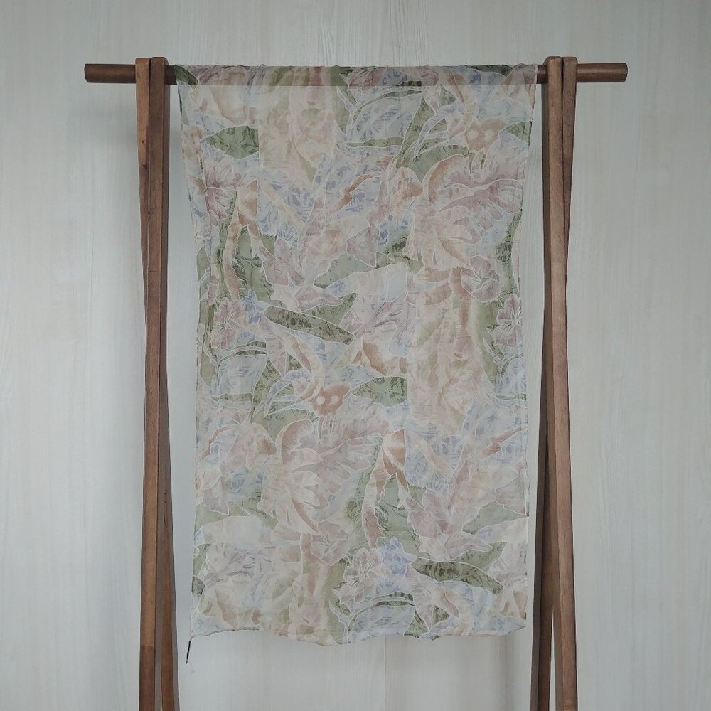Vintage Casadei Italy 100% silk long semi sheer floral scarf floral